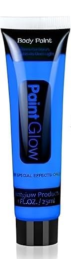PRP Creation Glow in the Dark Face Body Paint, Washable Neon Face Body Paint, UV Light Face Makeup, Fluorescent Neon Body Paint, for Parties, Festivals, Christmas, Halloween and Events Pack of 1 (Blue)-image-24