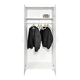 Mattfy Armario de Dos Puertas con Altillo Modelo Dagna para Dormitorios de Matrimonio e Infantiles, Color Blanco, Madera, 80 cm (Ancho) x 180 cm (Alto) x 52 cm (Fondo)