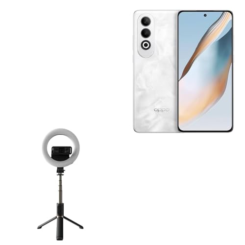 BoxWave Stand and Mount Compatible with Oppo K12 Plus - RingLight SelfiePod, Selfie Stick Extendable Arm with Ring Light - Jet Black