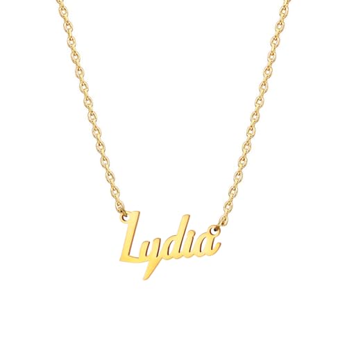 MOMOL 18K Gold Plated Stainless Steel Name Necklace Personalized Custom Name Necklace Customized Nameplate Necklace for women Lydia