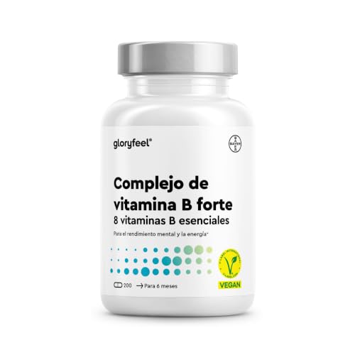 Premium Vitamina B Complex - Dosis extra alta (10 veces+) - Bioactiva con 500µg de B12 - Las 8 vitaminas B (B1, B2, B3, B5, B6, B7, B9, B12) - 200 cápsulas veganas (7 meses)