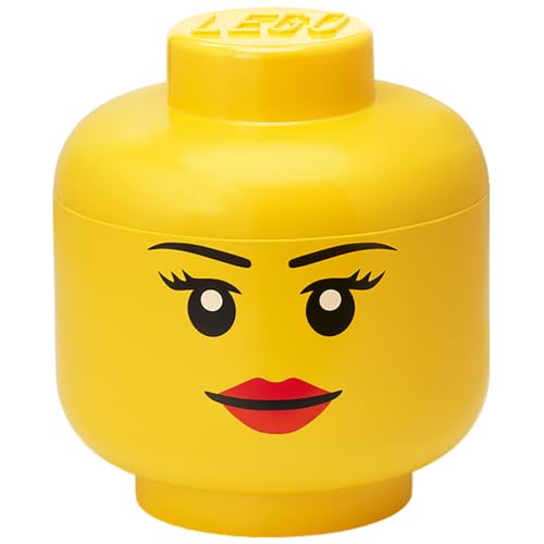 LEGO Storage Head (SMALL) - BOY - Polypropylene Storage Box with Lid for Kids' Toy Storage Stackable Organizer and Fun Storage Solution Toy box yellow - image 1