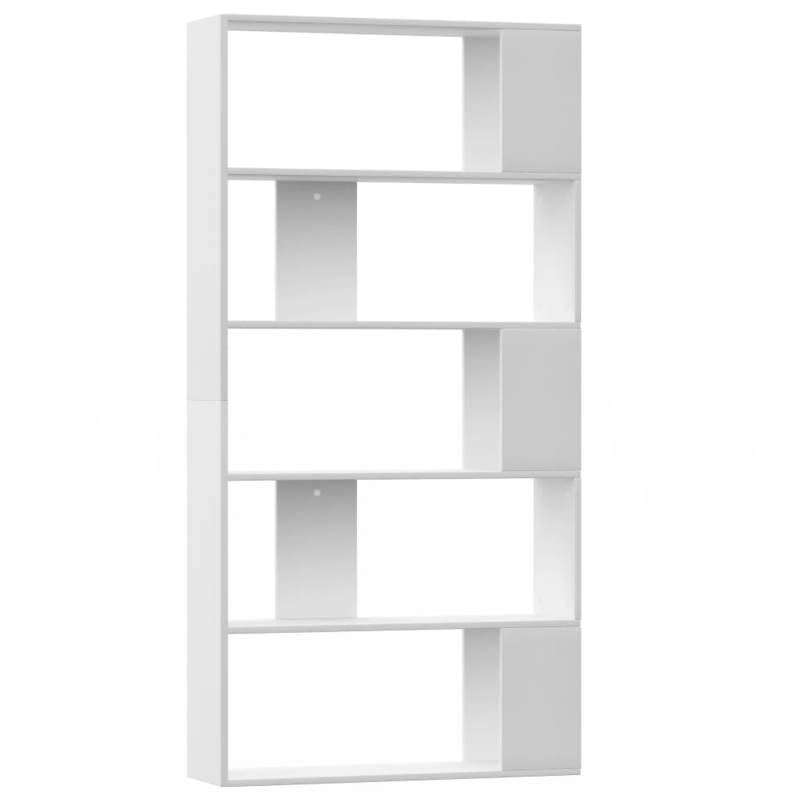 Eleganz Estantería separadora de estancias, color blanco, 80 x 24 x 159 cm, sistema de estantería de material de madera, distribución estable para salón y oficina, ahorra espacio y es duradera