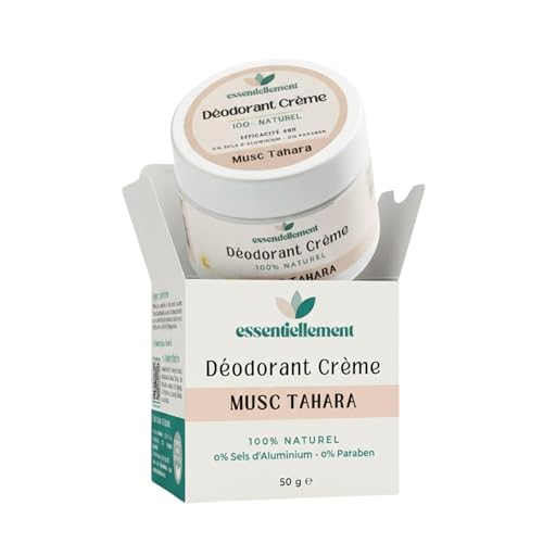 Déodorant Crème au Musc Tahara, 100% Naturel, Sans Aluminium, Sans Parabène, Efficacité 48h - Essentiellement