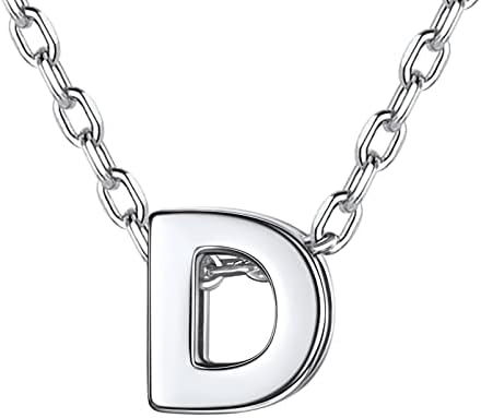 Silvora Sterling Silver Letter Pendant Necklace, Woman 18K Gold Tiny Initials Jewelry Delicate Gift Packaging