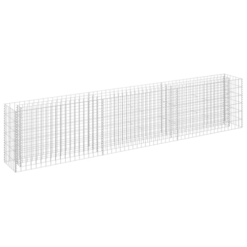 vidaXL Galvanized Steel Gabion Raised Garden Bed 106.3'x11.8'x23.6' - Durable Planter for Flowers and Plants - Outdoor Patio Gardening