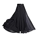 Ballett Wickelrock Chiffon Damen Tanz Rock Mit Taille Krawatte Maxi Länger Und Dünner Schwarz