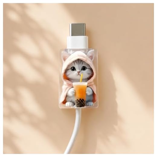 2‑Pack Cat‑Pattern Type‑C Cable Protectors, Durable Plastic Anti‑Break Charging Cord Savers for Data Cables