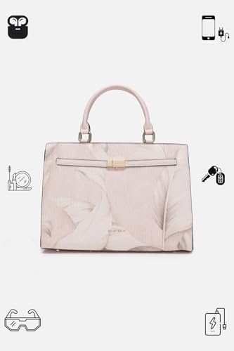 Image of Allen Solly Womens leaf-print light-pink HANDBAG