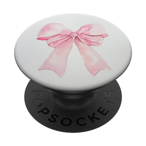 Girly || Watercolour Bow || Coquette || Aesthetic Pink Bow PopSockets Adhesive PopGrip