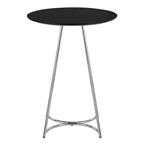 Lumisource Modern Home Decorative Furniture Cece Canary Contemporary/Glam Counter Table In Chrome Steel And Black Wood #TOP3
