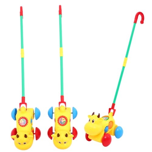 lurrose 幼児用プッシュ プル学習ウォーカー 手押しカート 牛型おもちゃ付き ホイッスル音設計 ちゃん歩行補助 知育遊び用 ランダムカラー