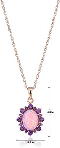 MORGAN & PAIGE 925 Sterling Silver Created Opal and Genuine Gemstone Halo Pendant Necklace, 18" - Image 3