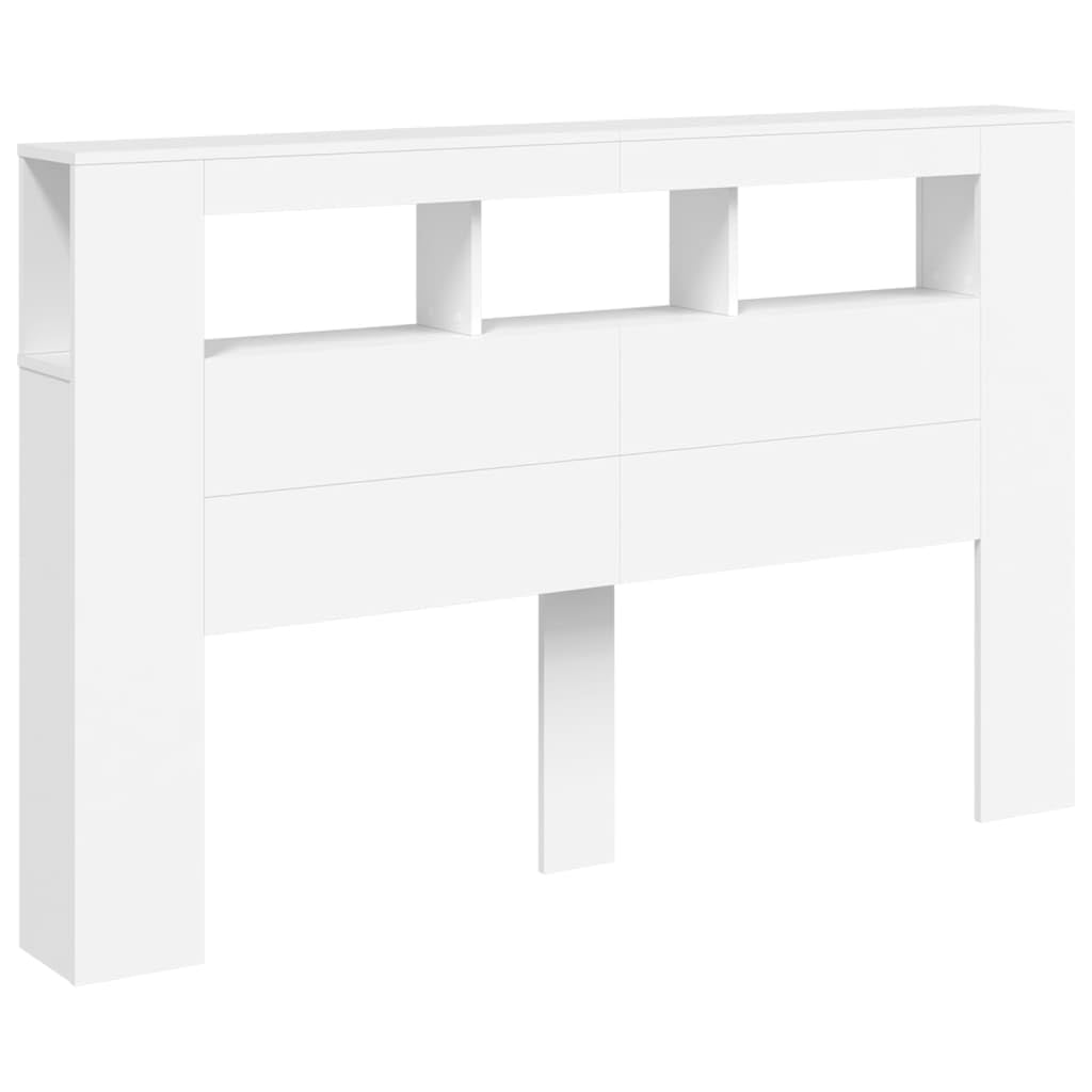 Refined Cabecero con LED Cabecera con Almacenaje Cabezal de Cama Cabecero para Dormitorio Madera de ingeniería Blanco 160x18,5x103,5 cm