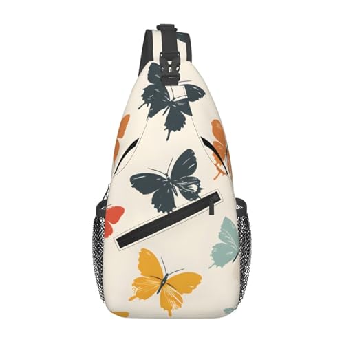 Bolso cruzado colorido con mariposas y flores para viaje miniatura 1