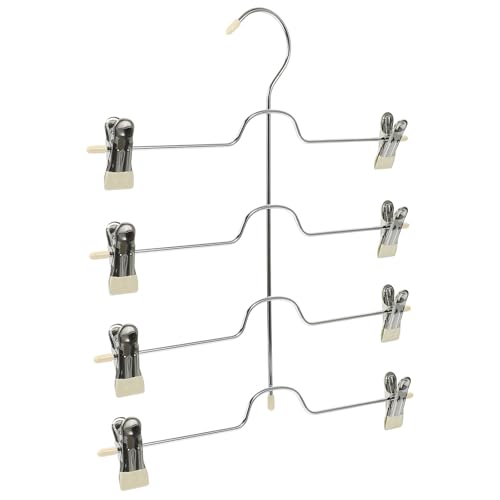 SWOOMEY Percha para Pantalones y Faldas Multicapa de Hierro con Clips Firmes y Capacidad Fuerte para Organización de Armarios en Color Beige