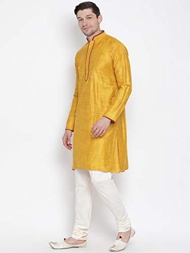 Image of VASTRAMAY Men's Beige Cotton Kurta and Pyjama Set