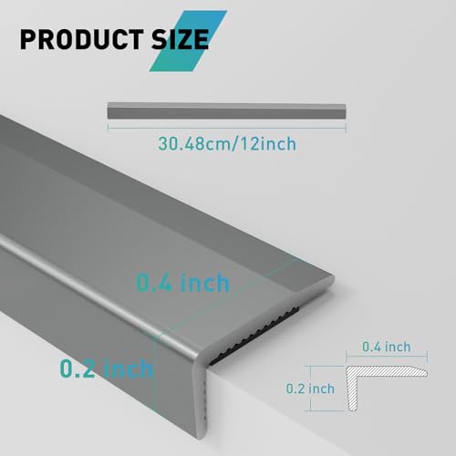 Image of 20-Pack Tile Edge Trim,12''x0.4'' | Peel and Stick Aluminum Backsplash Trim Edge,Metal Self Adhesive Decorative Tile Liner,Matte Gray