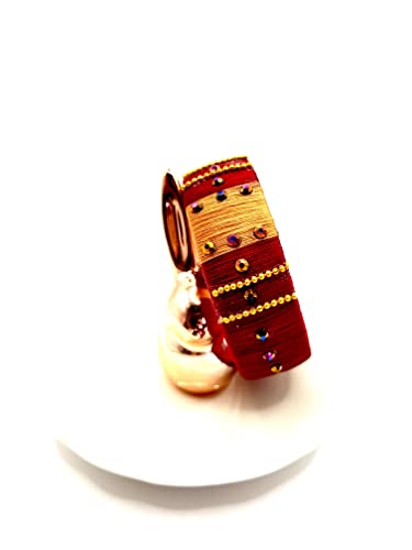 Girls Handmade Silk Thread Bangle Size 2.2(Maroon And Copper) #TOP7
