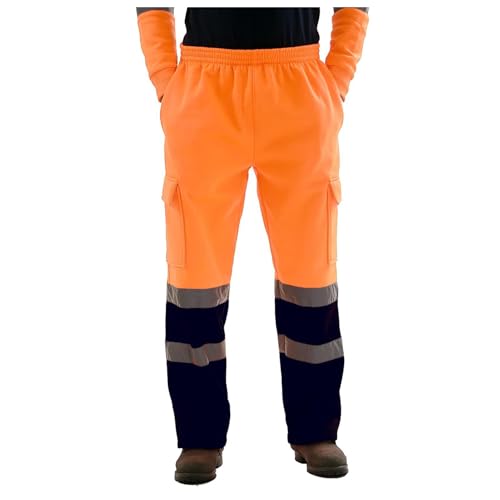 Hamishkane® Homme Pantalon Haute Visibilite, vêtements de Sécurité, Bande Bicolore Réfléchissante Pantalon Polaire Homme Travail Combat Joggeurs