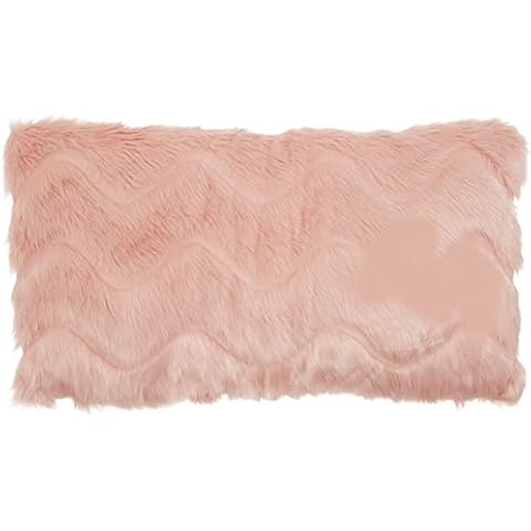 Mina Victory Faux Fur Chevron Faux Fur Blush 14" x 24" Throw Pillow Cover