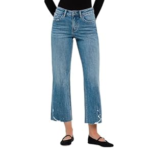 Flying Monkey High Rise Crop Slim Wide Leg Jeans Medium Blue