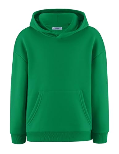 Arshiner Boys Hooded Sweatshirt Fleece Pullover Long Sleeve Warm Hoodies with Pocket for Kids 5-14 Years Green