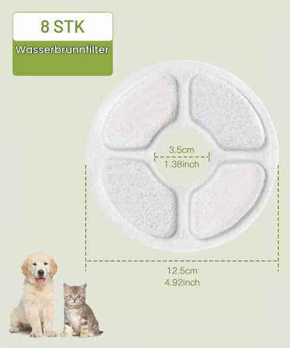8 Stück Katzenbrunnen Ersatzfilter für 2,0-2,5L Trinkbrunnen – Produktbild 6