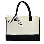 YILANJIN Jute Canvas Tote Bag - Large Capacity Reusable Shopping Bag for Women, Beach - 43 x 30 x 20 CM