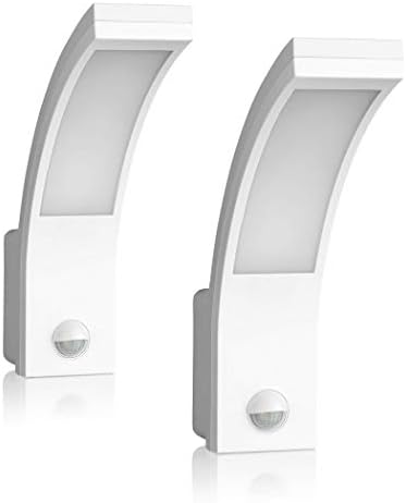 SEBSON® 2X LED Outdoor Wall Lights with PIR Sensor, Mains Powered, White, Cool White 5800K, 15W, 1000lm, Outside Lighting