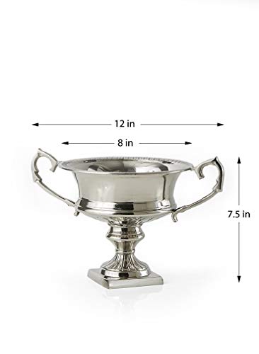 Serene Spaces Living Silver-Plated Trophy Flower Urn, Use For Home Decor, Event Centerpieces, Wedding, Parties, Floral Arrangements, Small 8" Diameter #TOP1