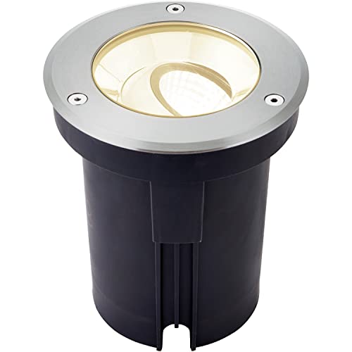 Image of Stainless Steel Drive Over Ground Light - 13W Warm White LED Module - 20 Degree Tilting Head - Brushed Steel & Clear Glass - IP67 Rated - Pre Wired Outdoor Ground Light