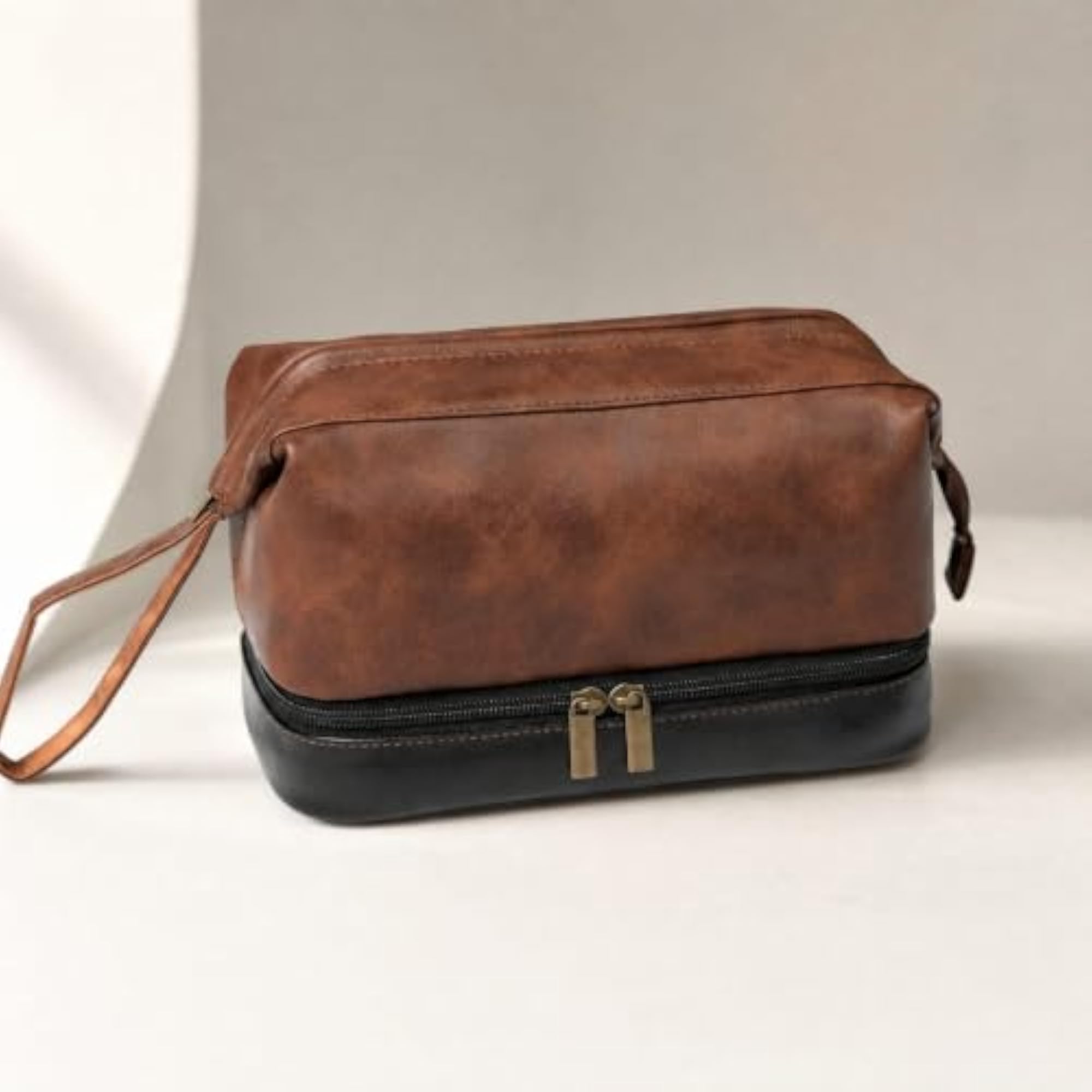 Zippered PU Leather Toiletry Bag, Travel Essential