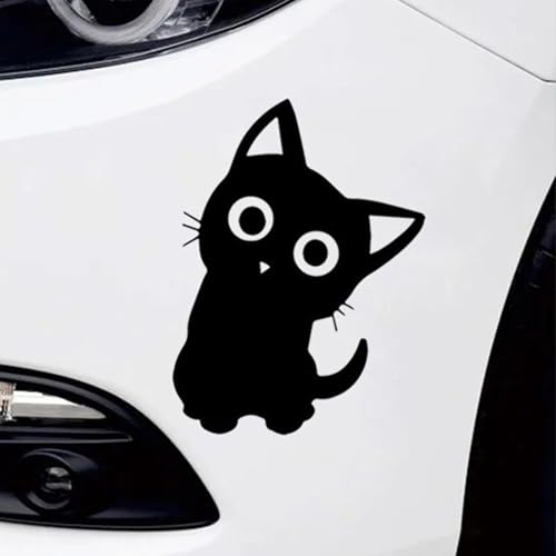 Autocollant de voiture chat noir, autocollant de chat inclinant la tête de dessin animé, autocollant de chat mignon, imperméable, résistant aux UV et à la décoloration, convient pour voitures, motos – vue 5