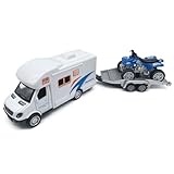 Motorhome RV Camper Toy Trailer Towing Blue ATV Model Diecast Toys for Boys Pull Back...