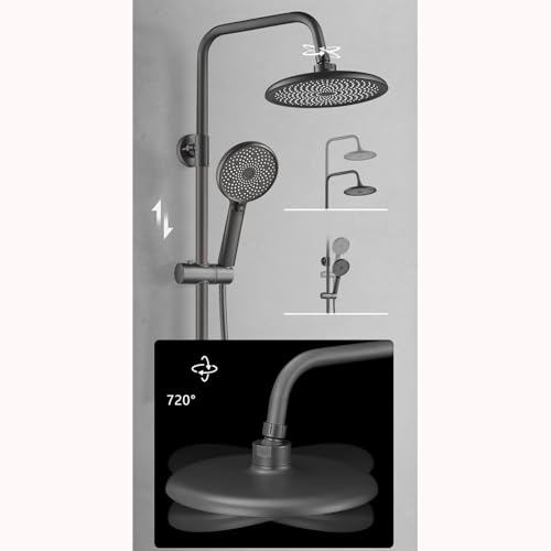 Robinet de baignoire mural gris avec douchette réglable pour rénovation
