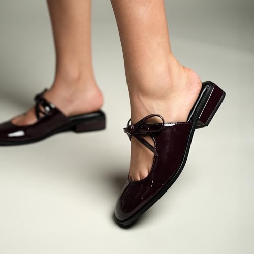 Image of Theater Women Fling Patent Bow Slip-On Flats | Square-Toe Pull-On Ballerinas with Elegant Bow Detail | Stylish, Comfortable & Easy-Wear Footwear for Work, Outings & Special Occasions
