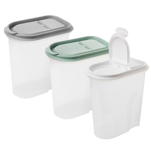 2friends Vorratsdosen Set 3-teilig 2L, Müslispender, Schüttdosen mit Klappdeckel, 100% recyclebar, BPA-frei, 18x20x10cm, Kunststoff, transparent mit grünem Deckel, Made in Europe