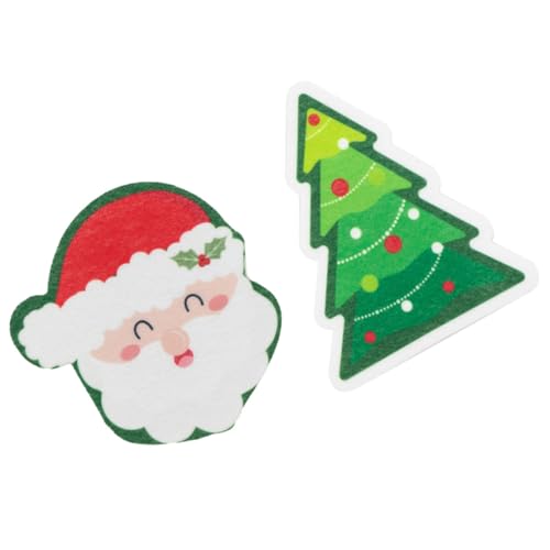 CIMAXIC 2pcs Christmas Tree Kitchen Sponges Dish Washing Sponges Cartoon Prints Heavy Duty Scrub Sponge Set for Pan Pot Cleaning