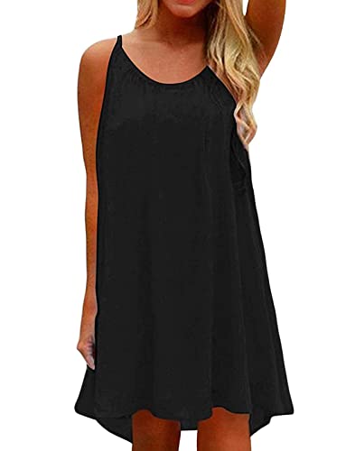 Vcindai Damen Strandkleid Kurz Sommerkleid Ärmellos Kleid Sommer...