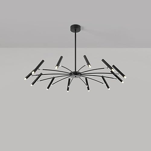 Chandelier cougie plafond sputnik noir mat luminaire vintage rond