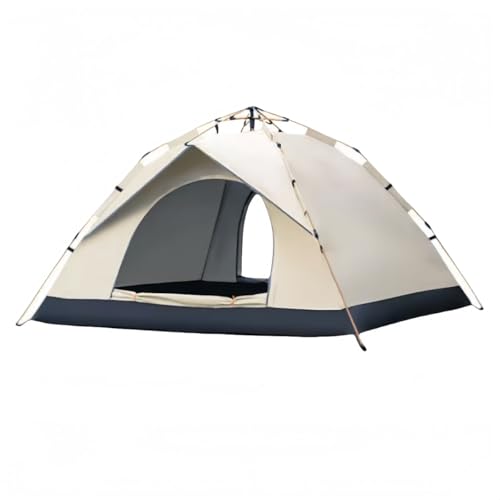 miluFoxワンタッチ自動展開キャンプテント銀コート高UVカット・高耐水圧3秒設営 防風防水四面メッシュ超軽量キャンプ・ピクニック・花見・防災・登山対応釣り収納ポーチ付 (米カーキ色両開き・窓なし,200*220*145CM)