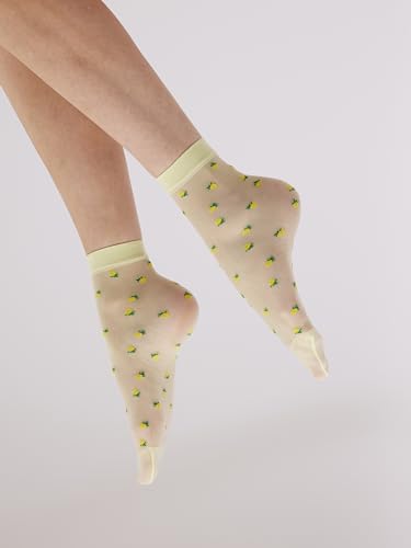Women's Lemon Sheer Socks- perfect sheer ankle socks for spring, Yellow (Multi), One Size3