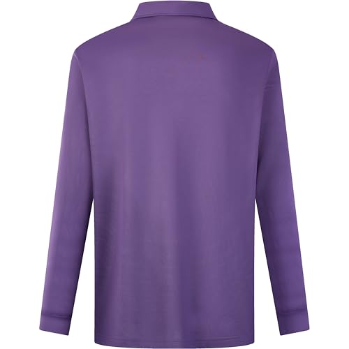 Image of Mens Golf Shirt Long Sleeve Moisture Wicking Dry Fit Performance Solid Pique Collared Golf Polo Shirts for Men