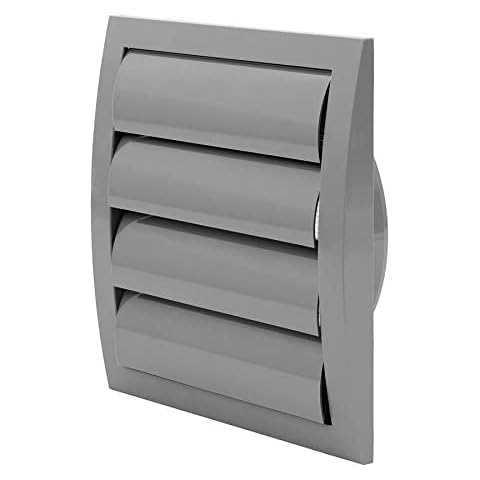 Vent Systems Ø125mm 190x190mm Graues Lüftungskanalabdeckung mit Dämpferklappen. Abluftdeckel mit Rückzugsklappe. Heizungs-, Kühlungs- und Lüftungsanwendungen. Innen- und Außen Entlüftungsabdeckung Cover