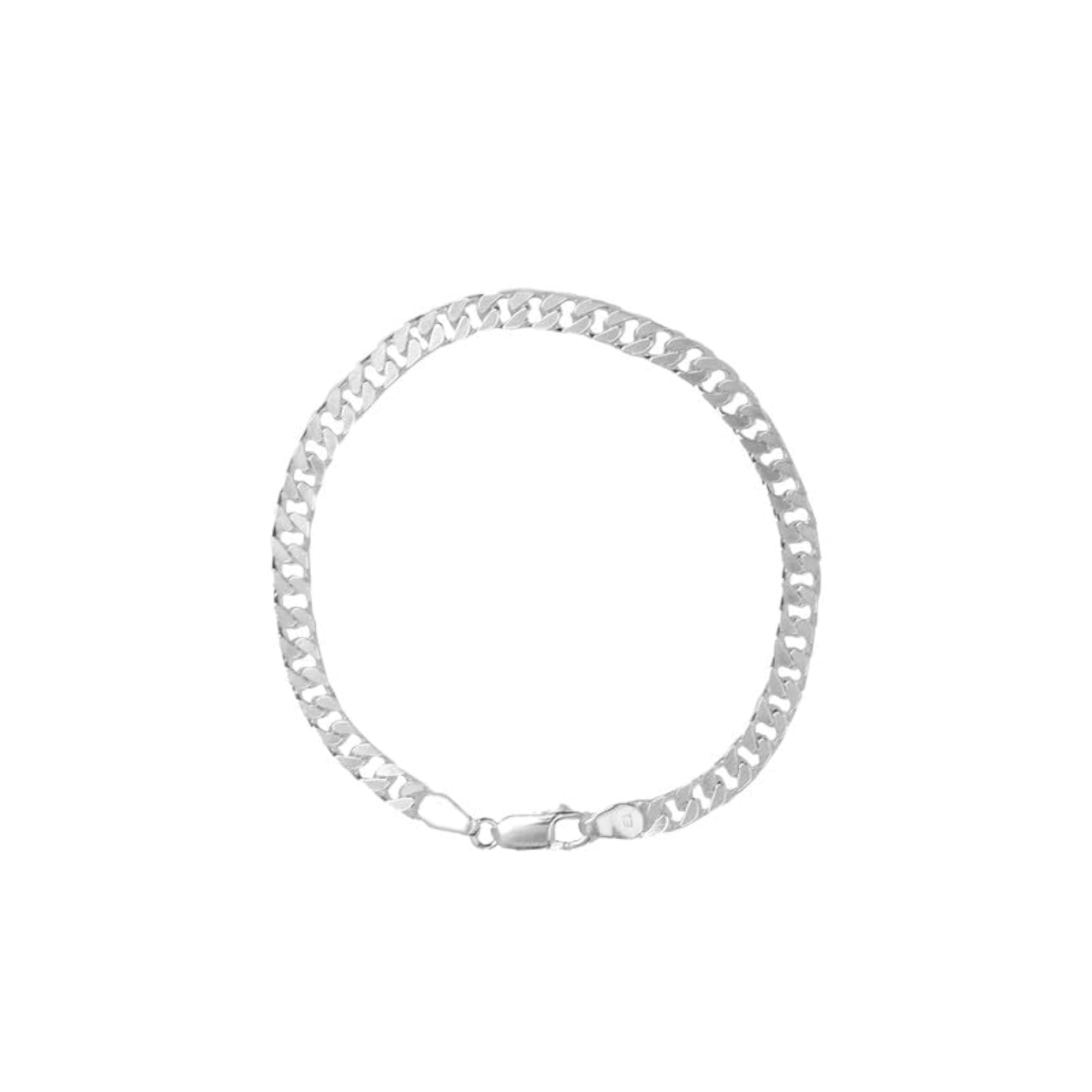 Men's 925 Pure Silver Curb Chain Vintage Designer Bracelet