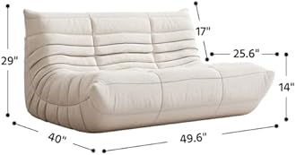 Bean Bag Chair, Fireside Chair, Large Bean Bag Chair for Adults, Bean Bag Chairs for Teens with High-Resilience Foam, Non-Slip Base Floor Lounge Sofa,Living Room (White, Loveseat)