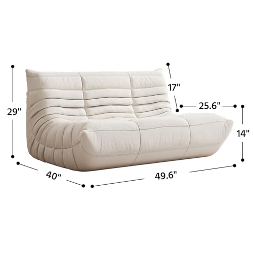 Bean Bag Chair, Fireside Chair, Large Bean Bag Chair for Adults, Bean Bag Chairs for Teens with High-Resilience Foam, Non-Slip Base Floor Lounge Sofa,Living Room (White, Loveseat)