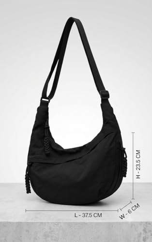 Image of WildHorn Travel Crossbody Crescent Bag for Women | Over-Shoulder Half Moon Sling Purse with Zipper | Unisex Chest Bag & Waist Bag for Daily Travel Use