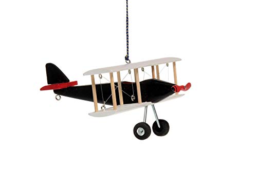 Hanging Airplane For Children Kid Room Nursery Fly Vintage Decor White Black Wooden 5in